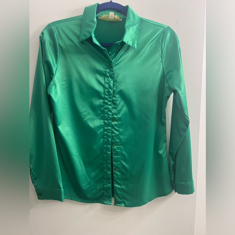 Green silk blouse